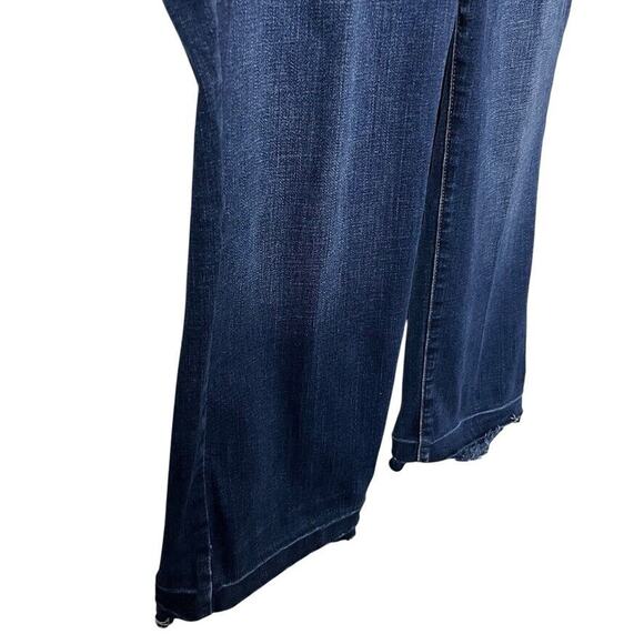 Talbots Straight Leg Womens Dark Wash Stretch Raw Hem High Rise Jeans sz 16 - Picture 2 of 16